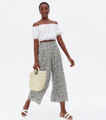 Tall Green Animal Print Wide Leg Crop 