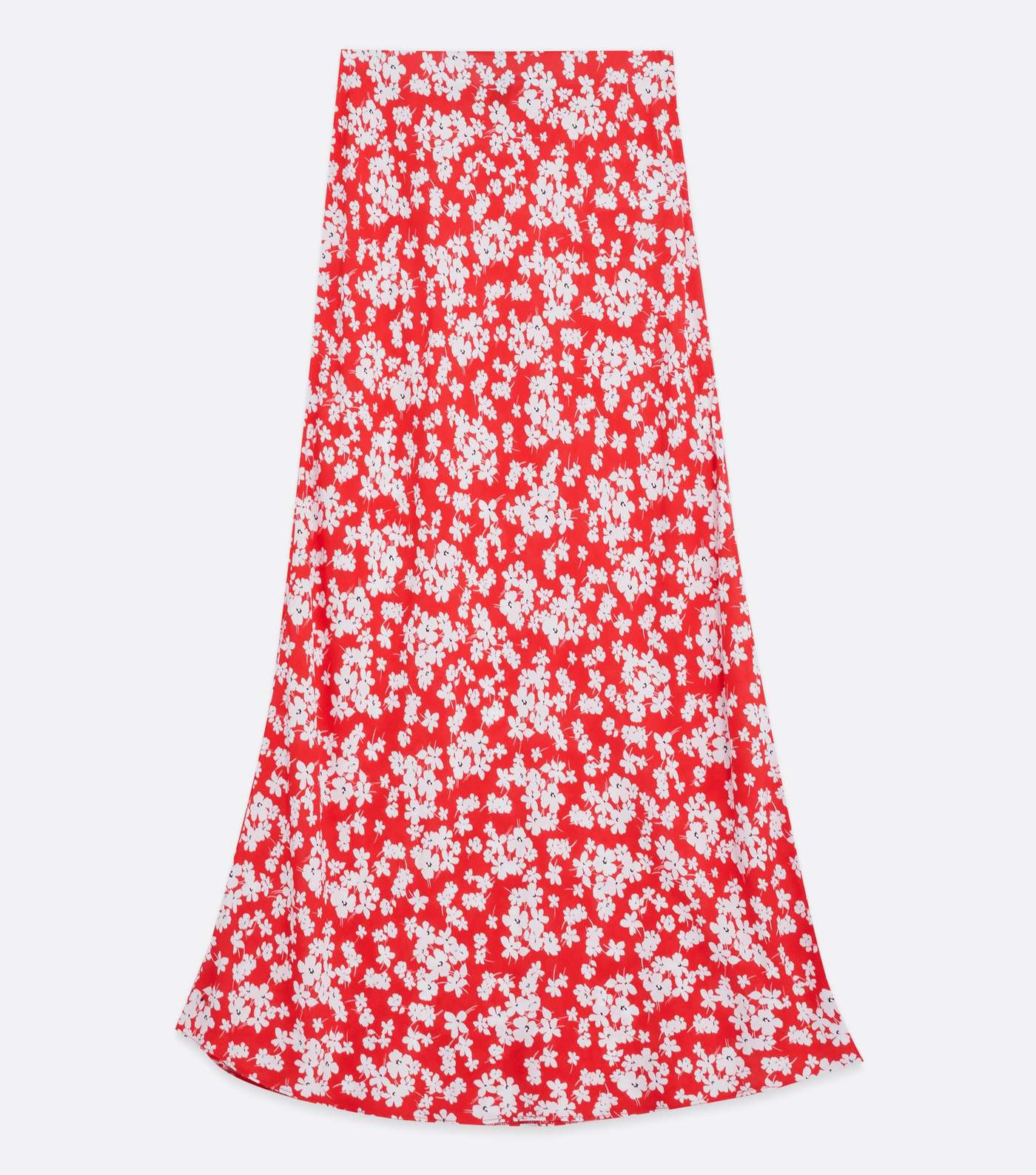 Tall Red Floral High Waist Bias Cut Midi Skirt Image 5