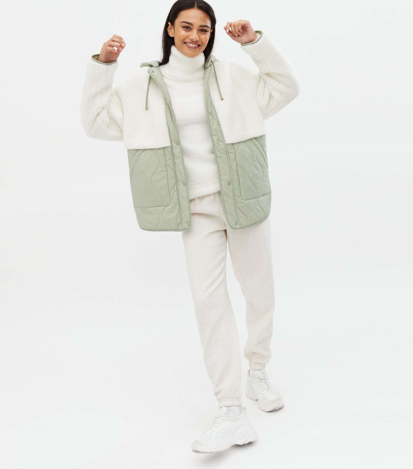 Cream Quilted Teddy Jacket Image 2