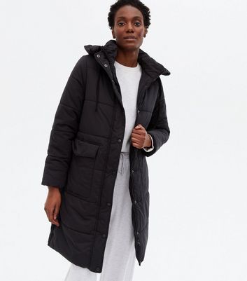 Click to view product details and reviews for Blue Vanilla Black Hooded Long Puffer Jacket New Look.