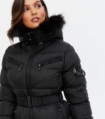Pink Vanilla Black Hooded Faux Fur 
