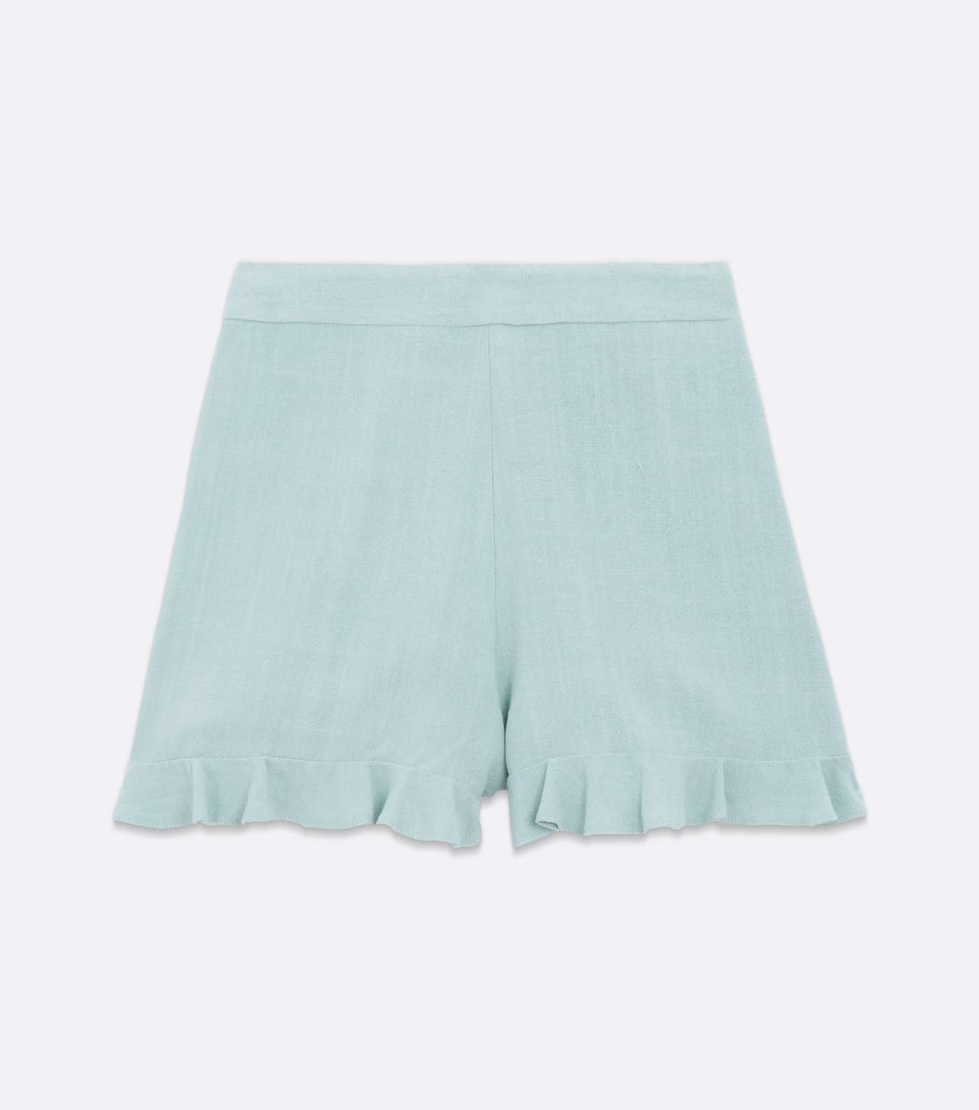 Pale Blue Linen Look Frill Shorts Image 5