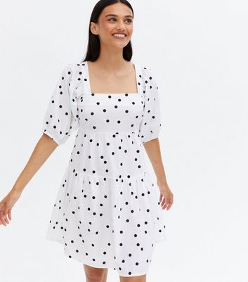 new look polka dot smock dress