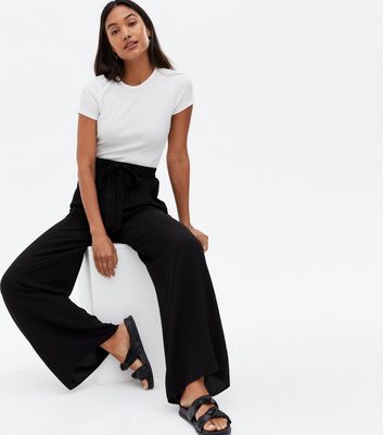 Black Belted Wide Leg Trousers New Look