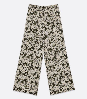 Black Daisy Belted Wide Leg Trousers 