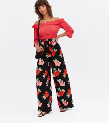 black floral palazzo pants