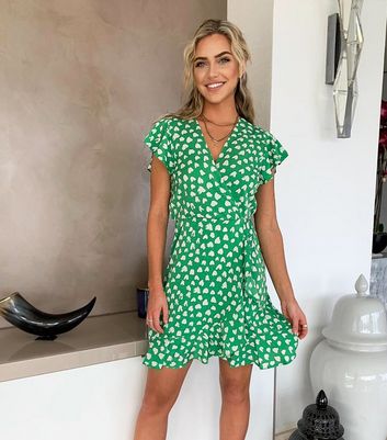 ruffle wrap skater dress