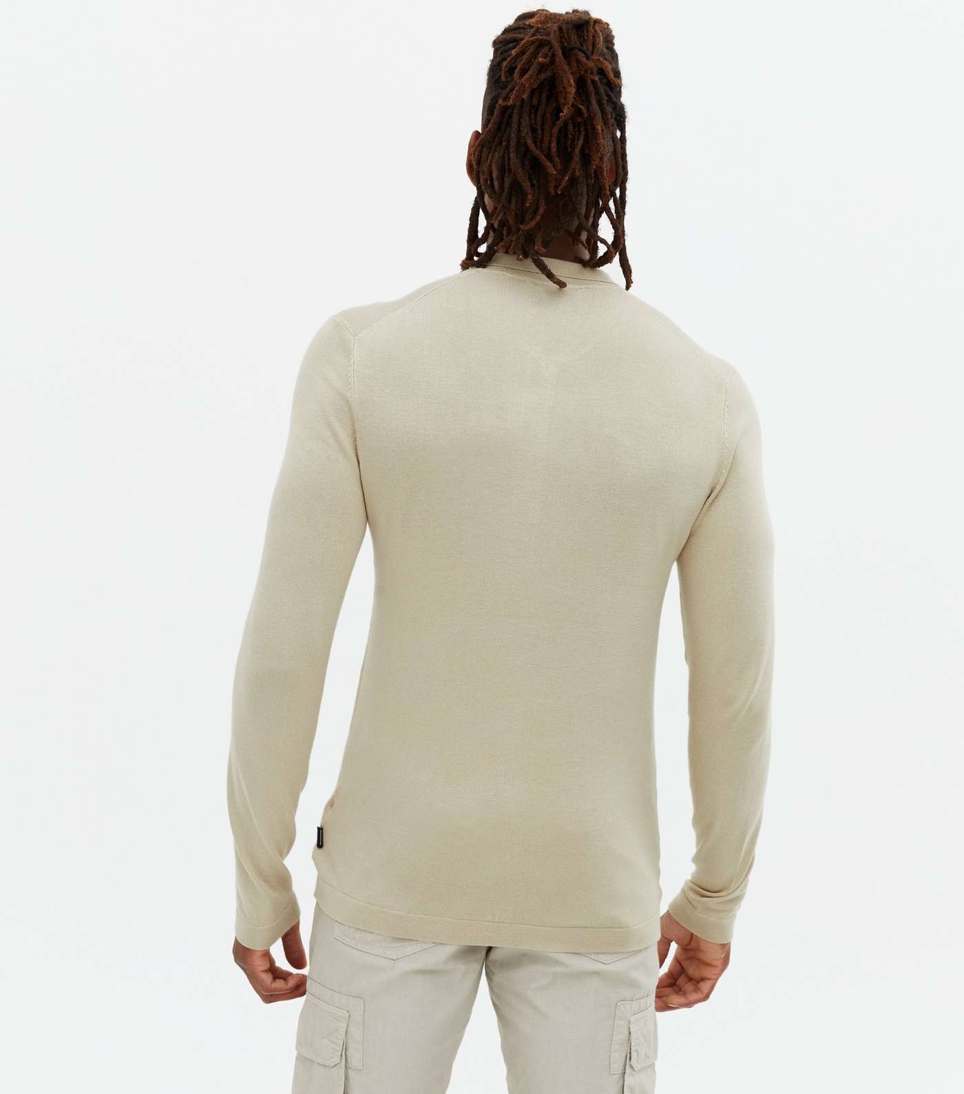 Only & Sons Stone Knit Long Sleeve Polo Shirt Image 4