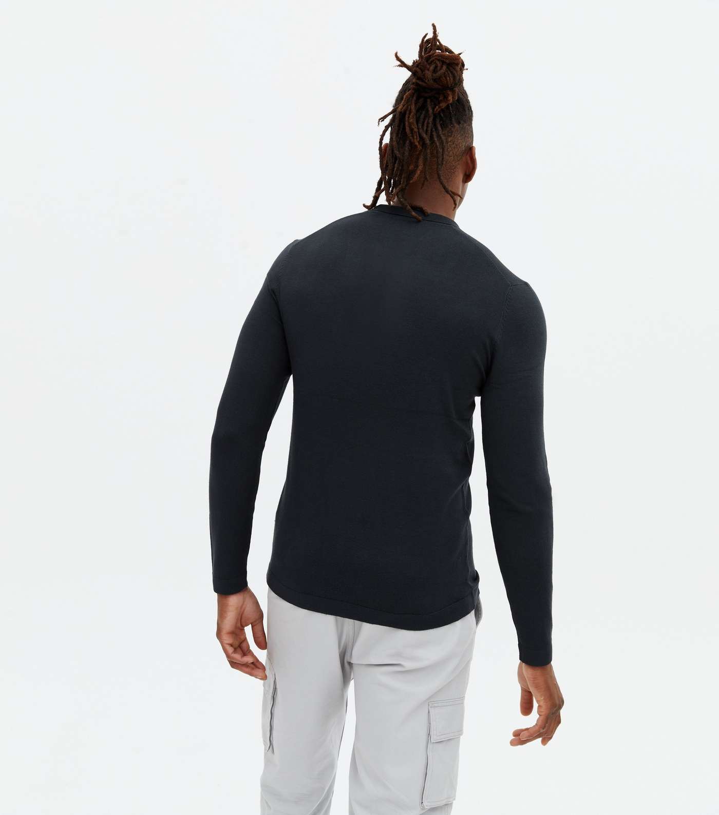 Only & Sons Navy Knit Long Sleeve Polo Shirt Image 4