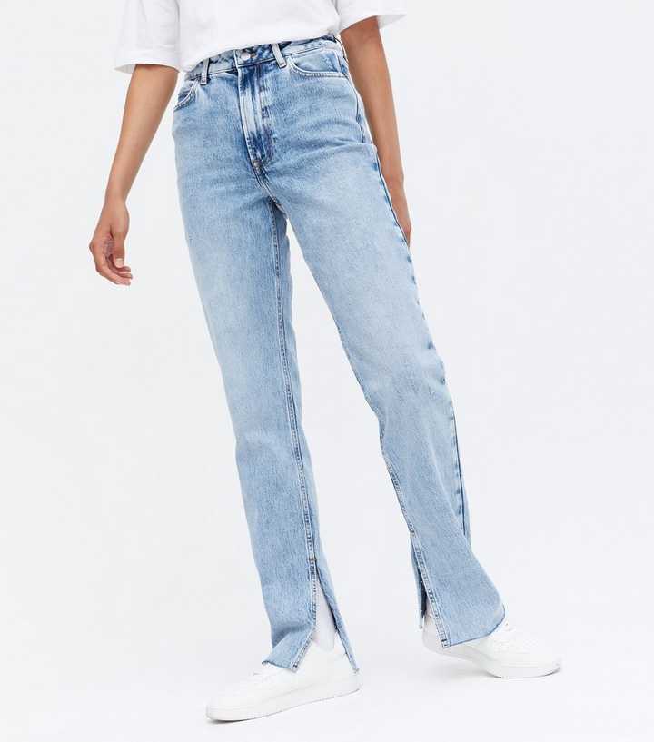 Blue Long Split Anica Straight Leg Jeans