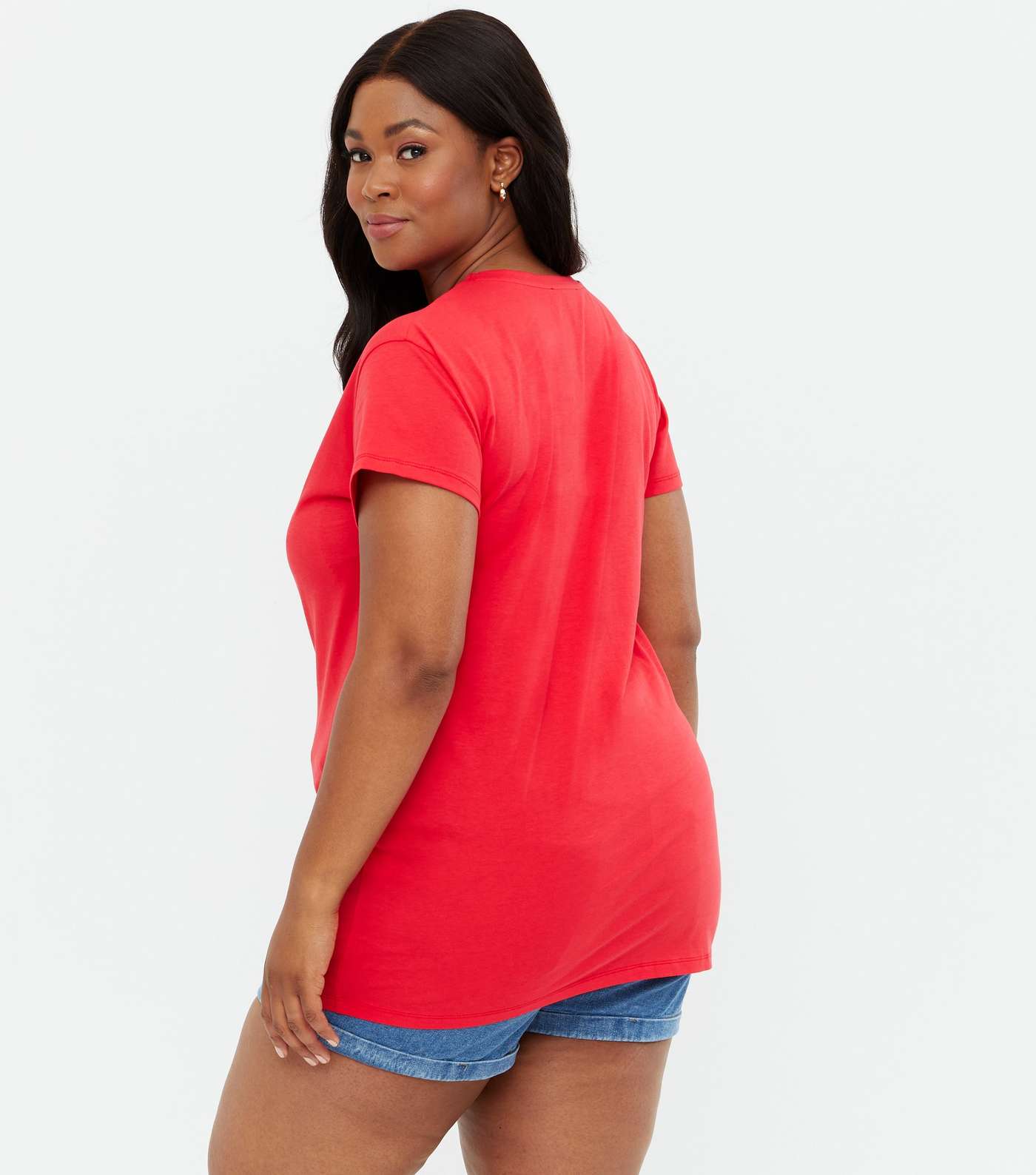 Curves Red Cherry Embroidered T-Shirt Image 4