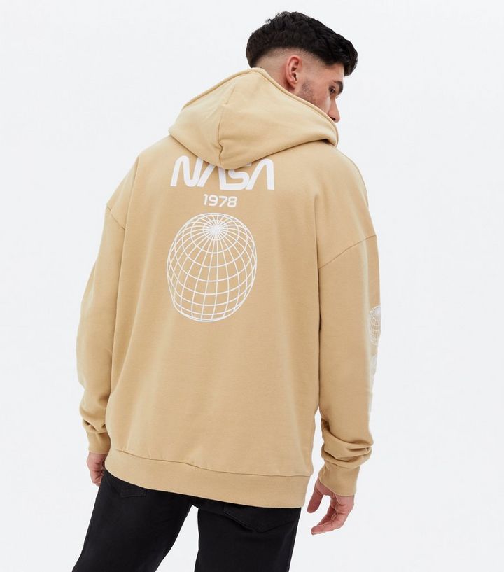 Only Sons Oversized Hoodie With NASA Print In Beige | craft-ivf.com