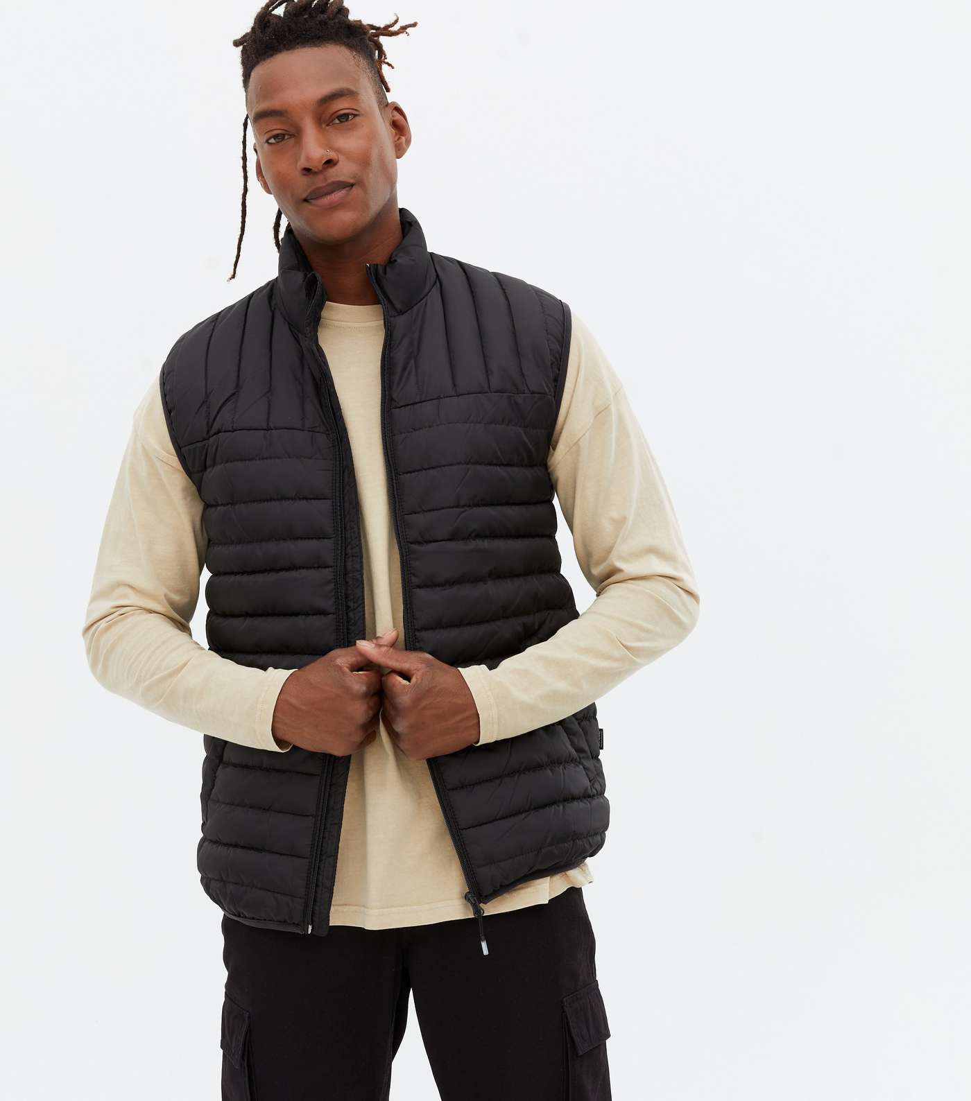 Only & Sons Black Quilted High Neck Gilet