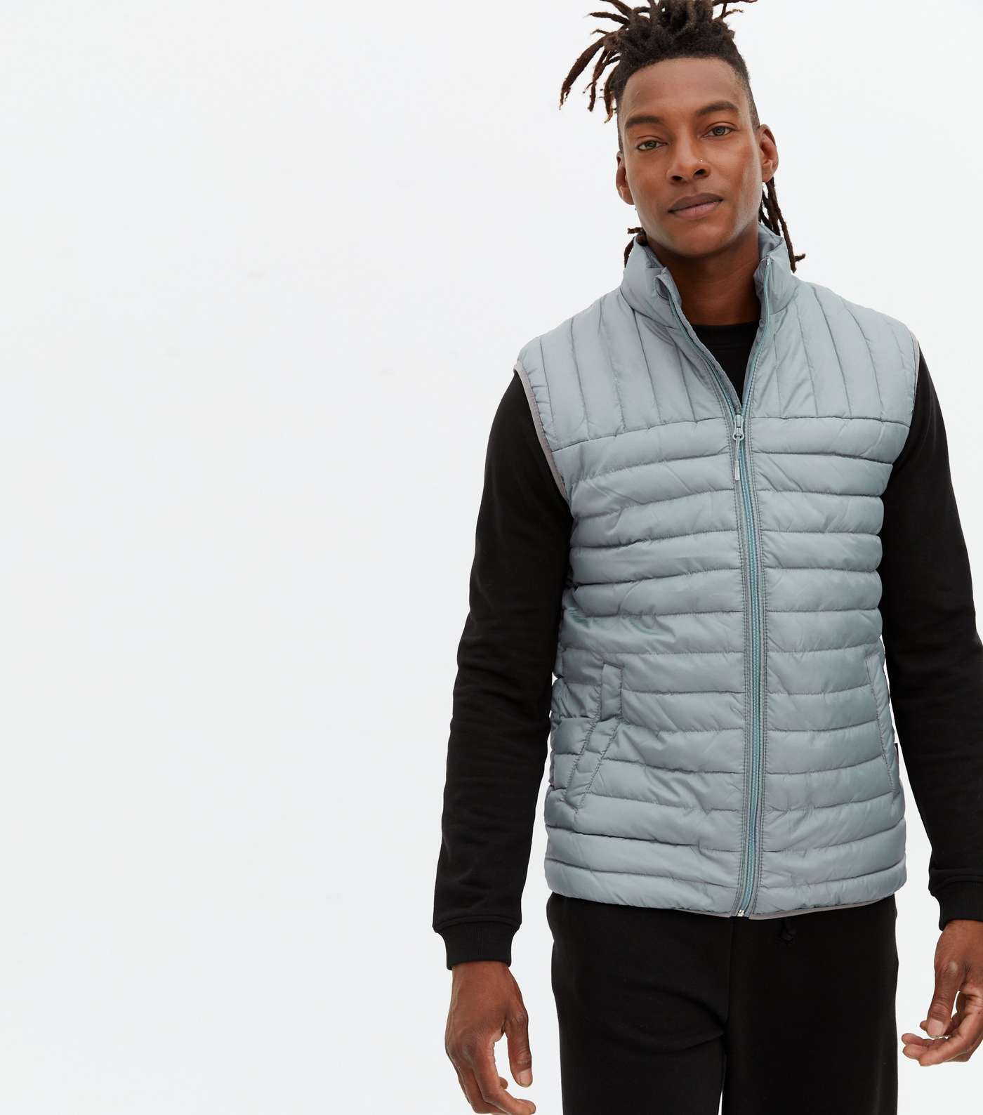 Only & Sons Pale Blue Quilted High Neck Gilet