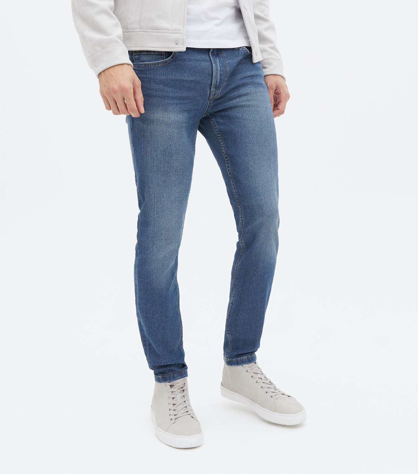 Only & Sons Blue Mid Wash Skinny Jeans Image 2