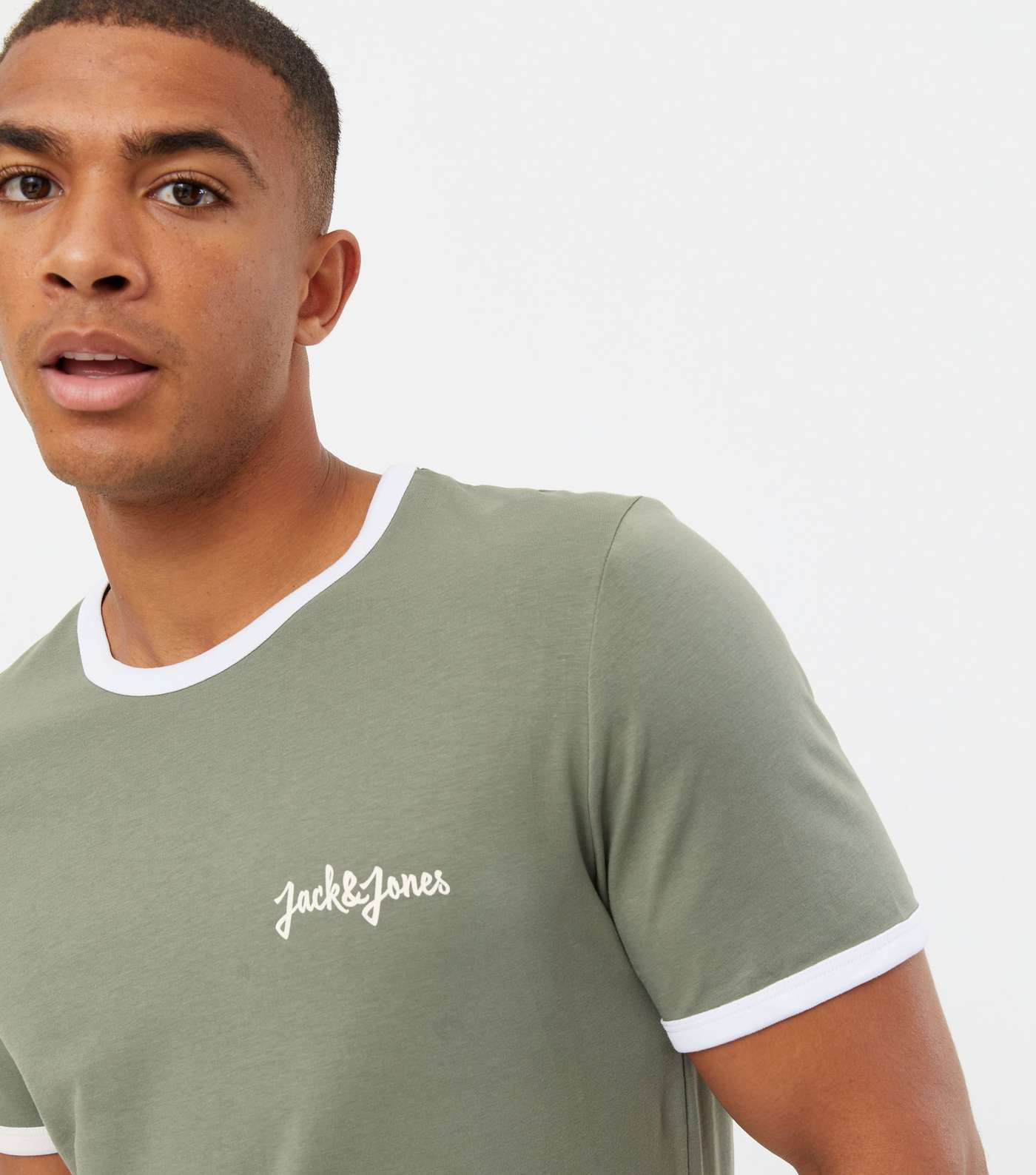 Jack & Jones Khaki Ringer Logo T-Shirt Image 3