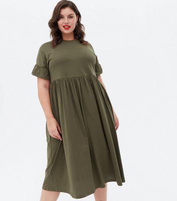 jersey midi smock dress