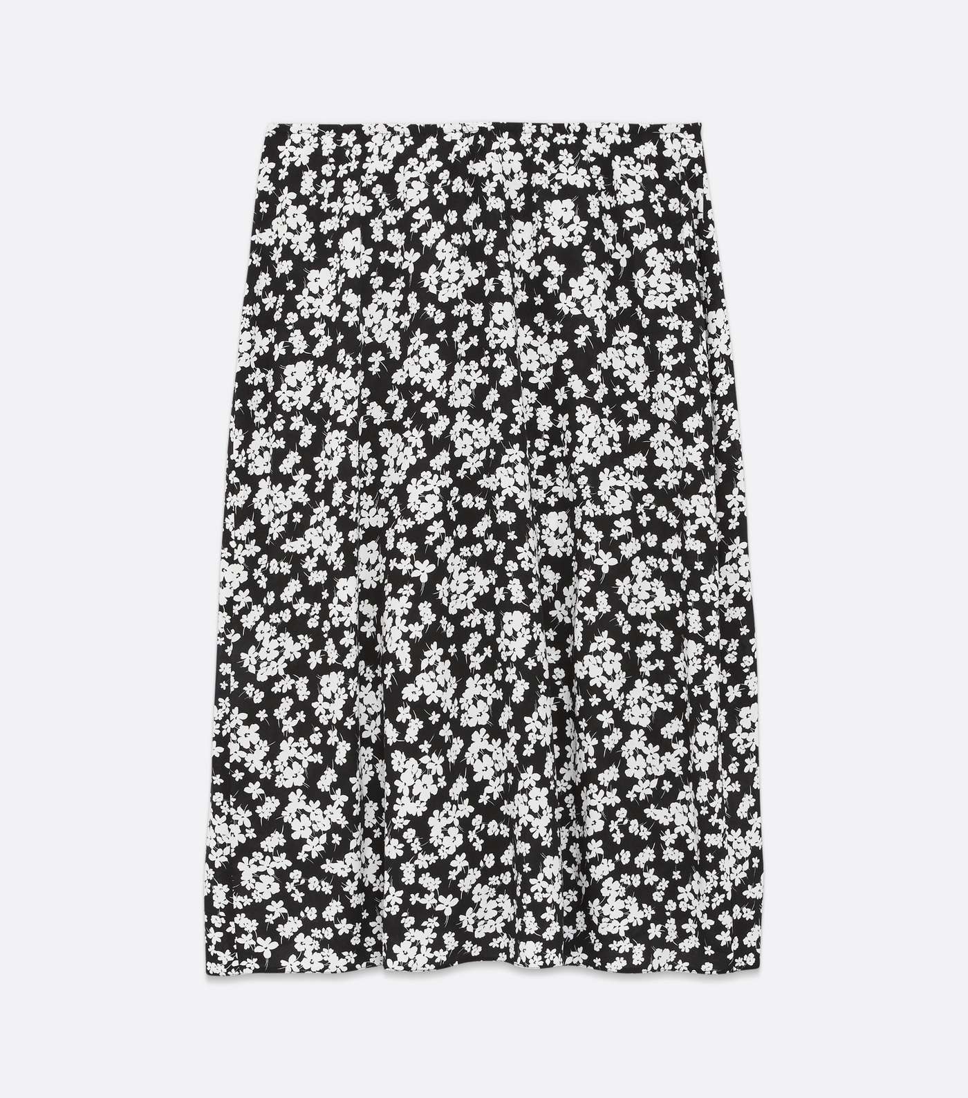 Curves Black Floral High Waist Bias Cut Midi Skirt Image 5