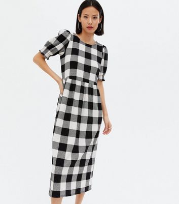 black and white check dress new look