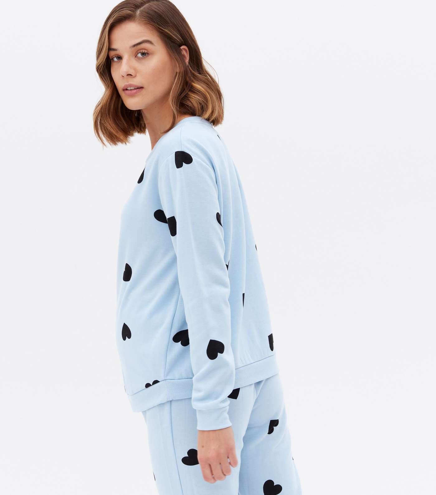 Maternity Blue Heart Pyjama Sweatshirt Image 4