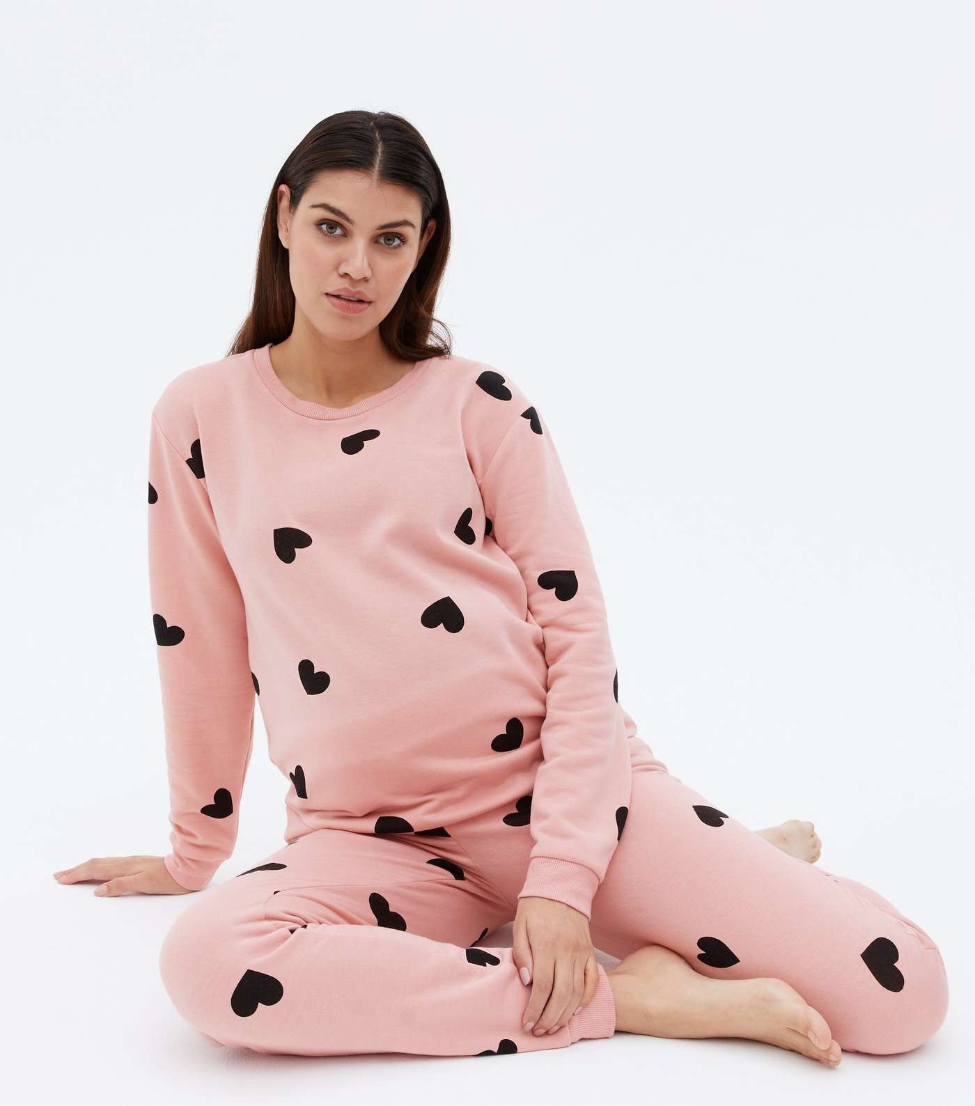 Maternity Pink Heart Pyjama Sweatshirt
