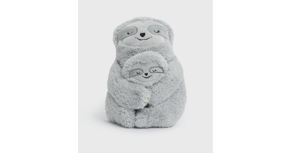Grey Fluffy Sloth Hot Water Bottle New Look