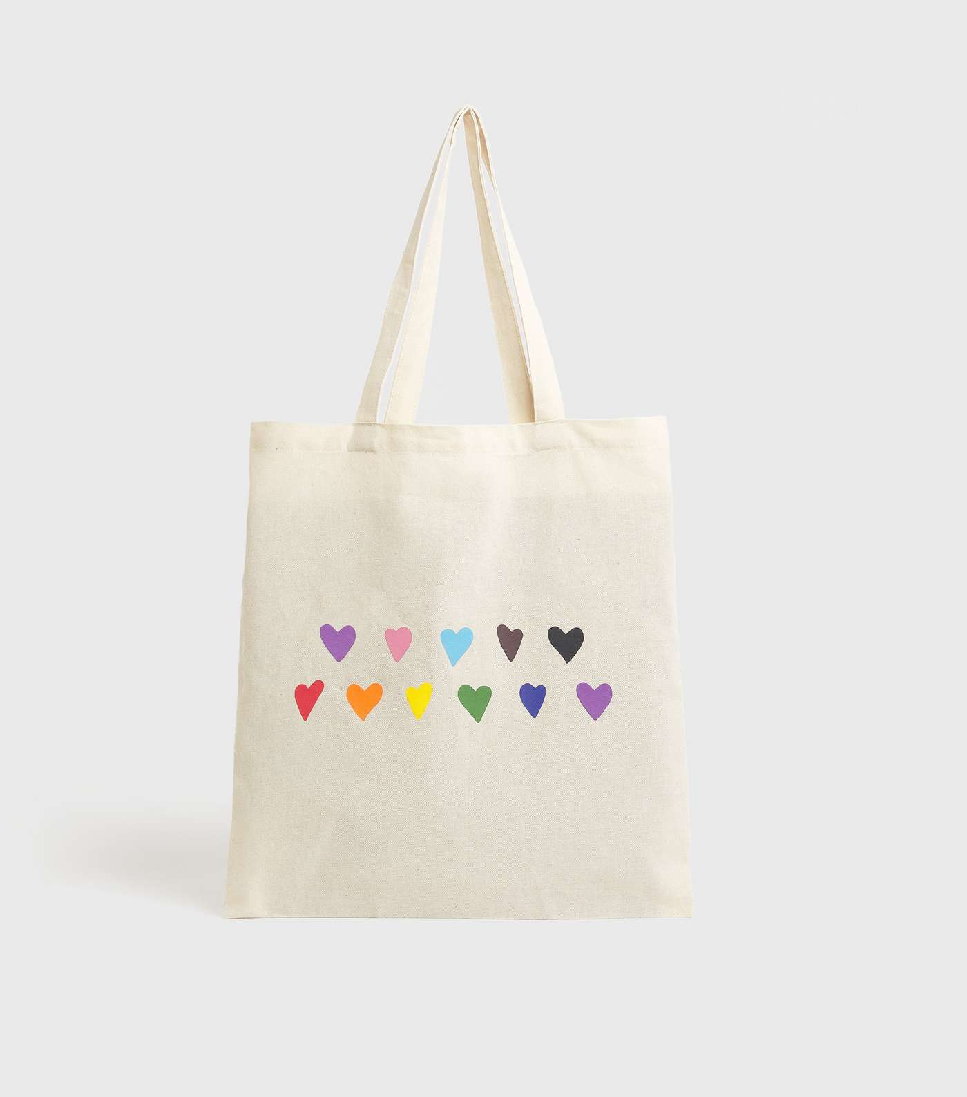 Cream Rainbow Heart Pride Charity Tote Bag
