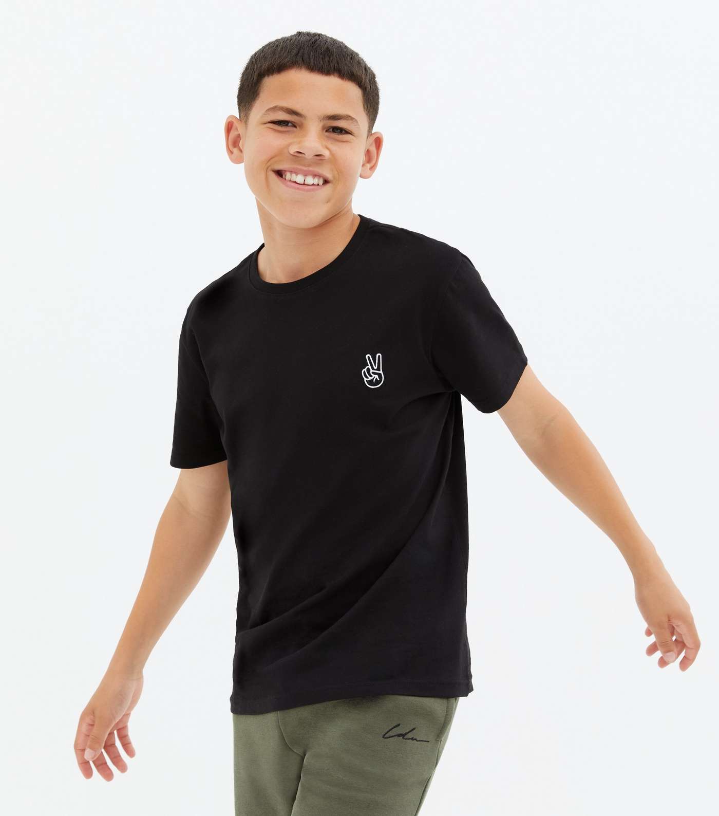 Boys 2 Pack Teal and Black Mixed Embroidered T-Shirts Image 2