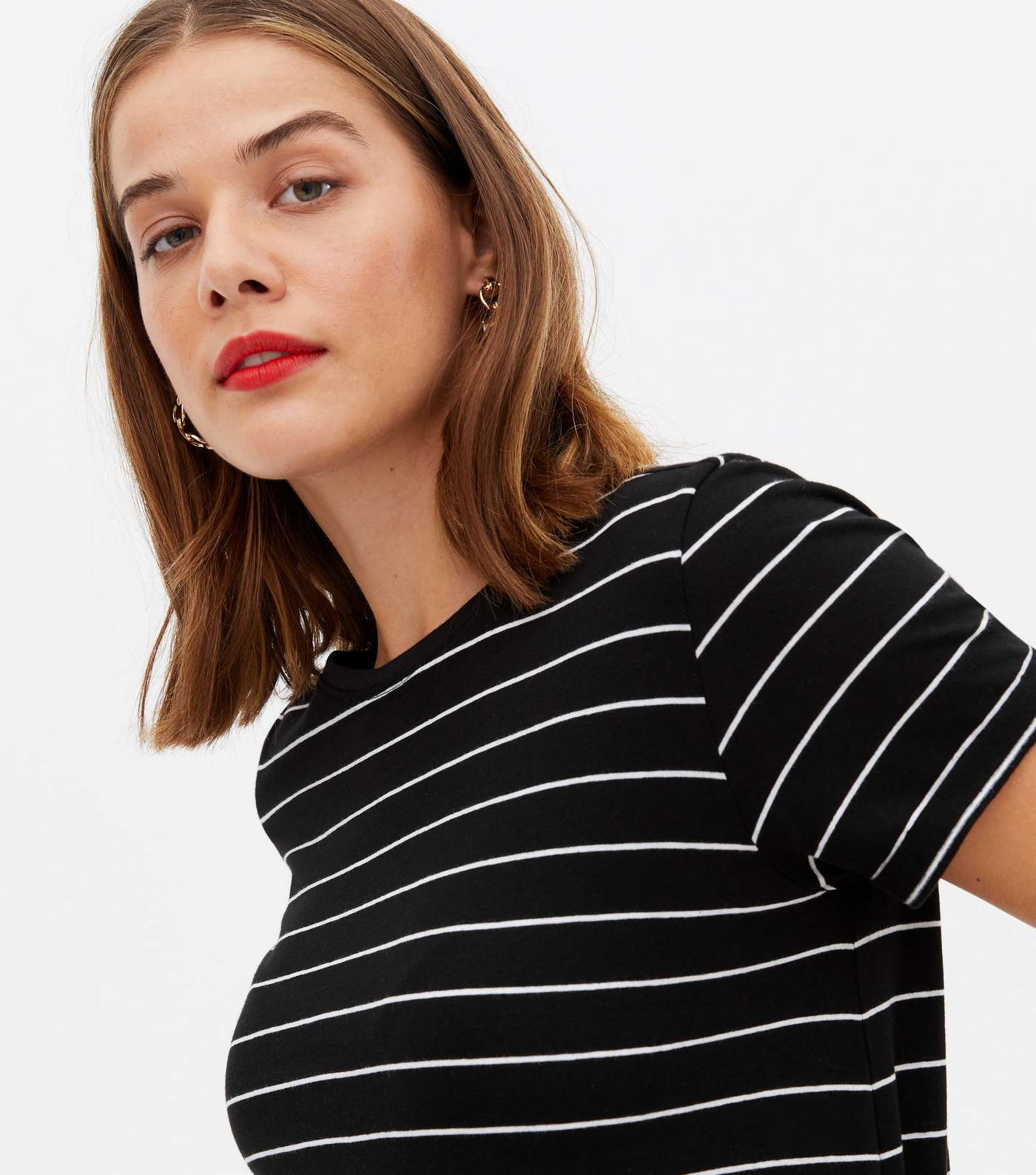 Maternity Black Stripe Crew T-Shirt Image 3