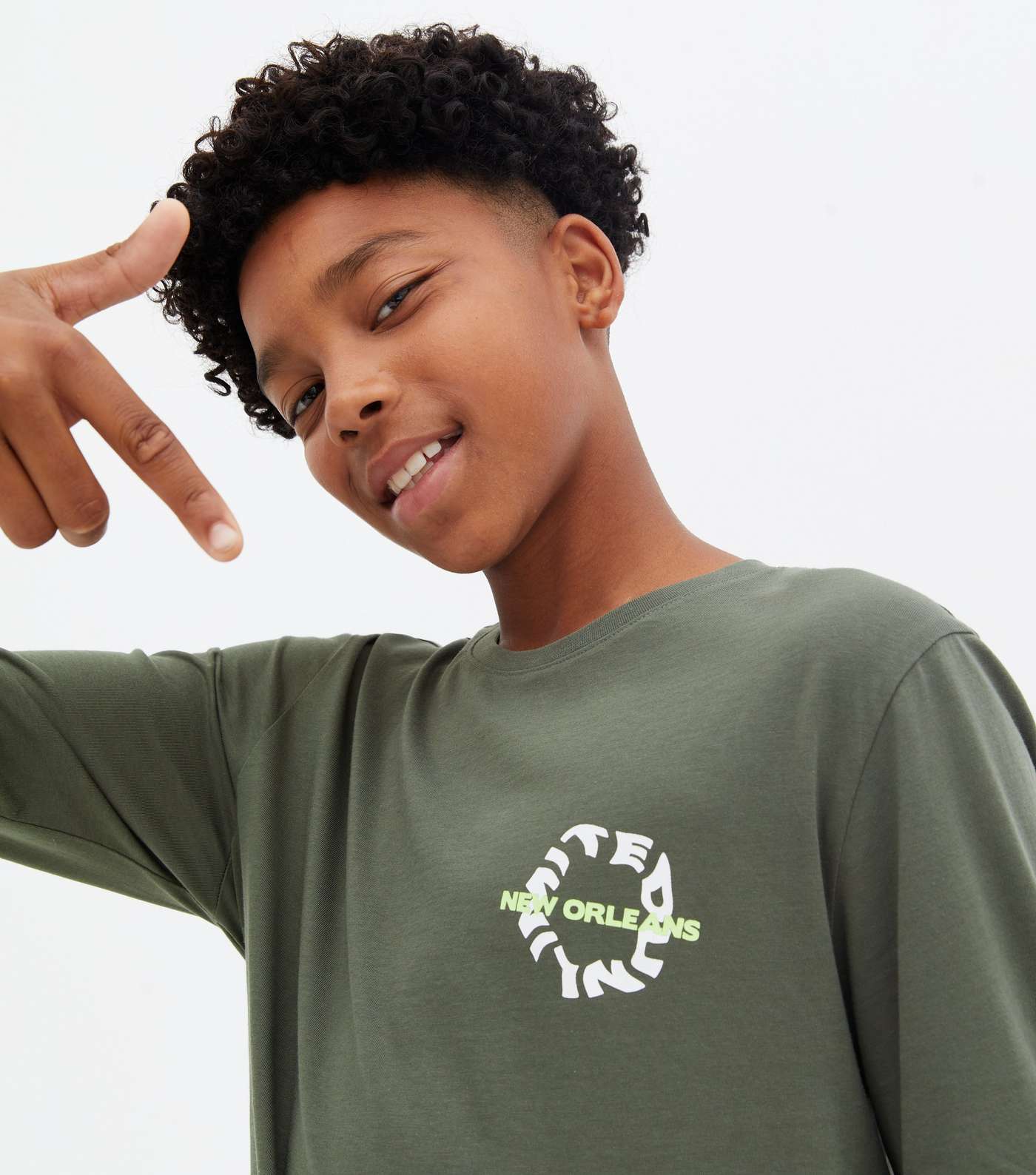 Boys Khaki Unlimited Front and Back Logo Long Sleeve T-Shirt Image 3