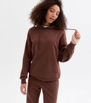 Click to view product details and reviews for Dark Brown Pocket Front Hoodie New Look.