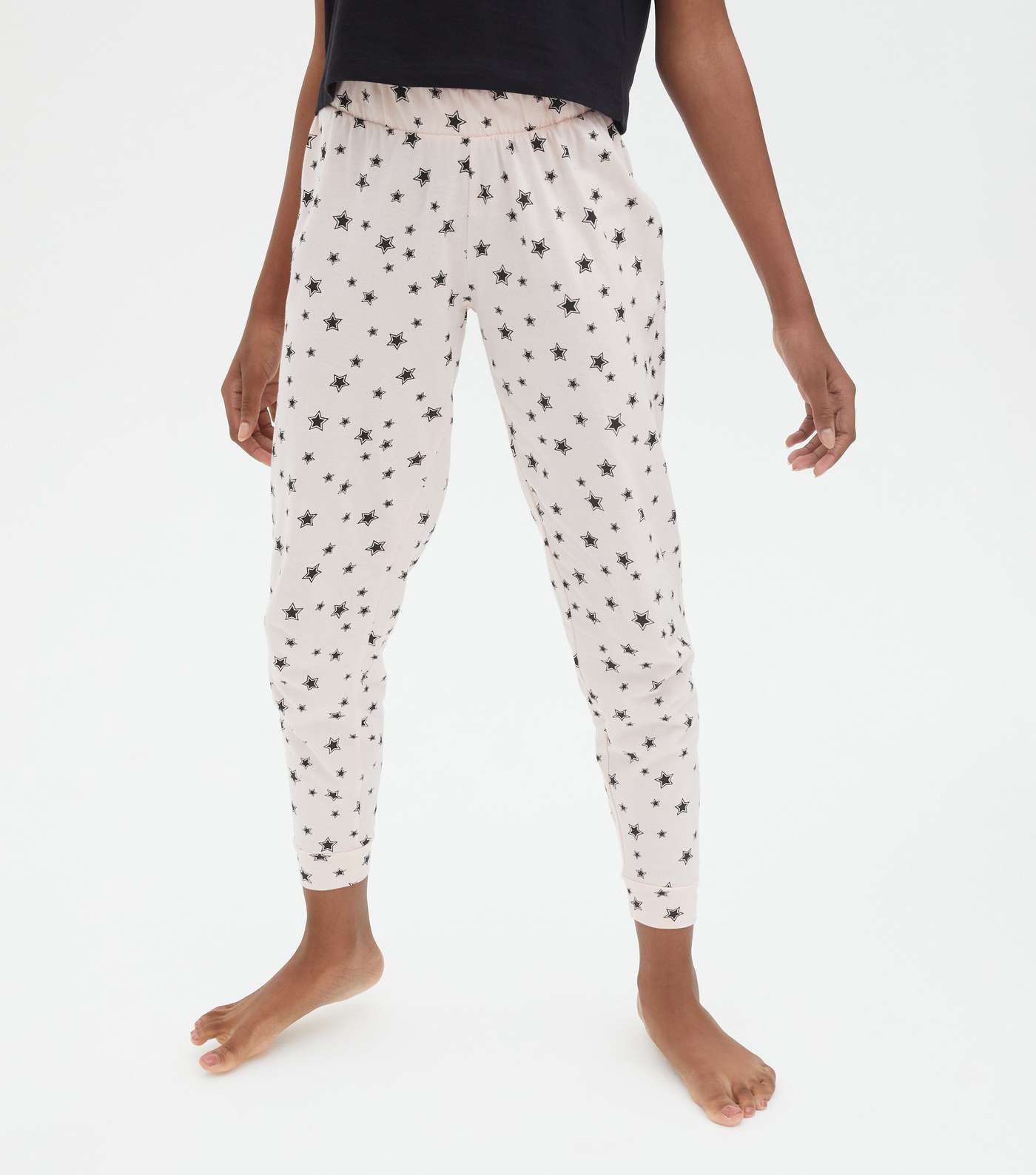 Girls White and Red Star Jogger Pyjama Sets Image 3