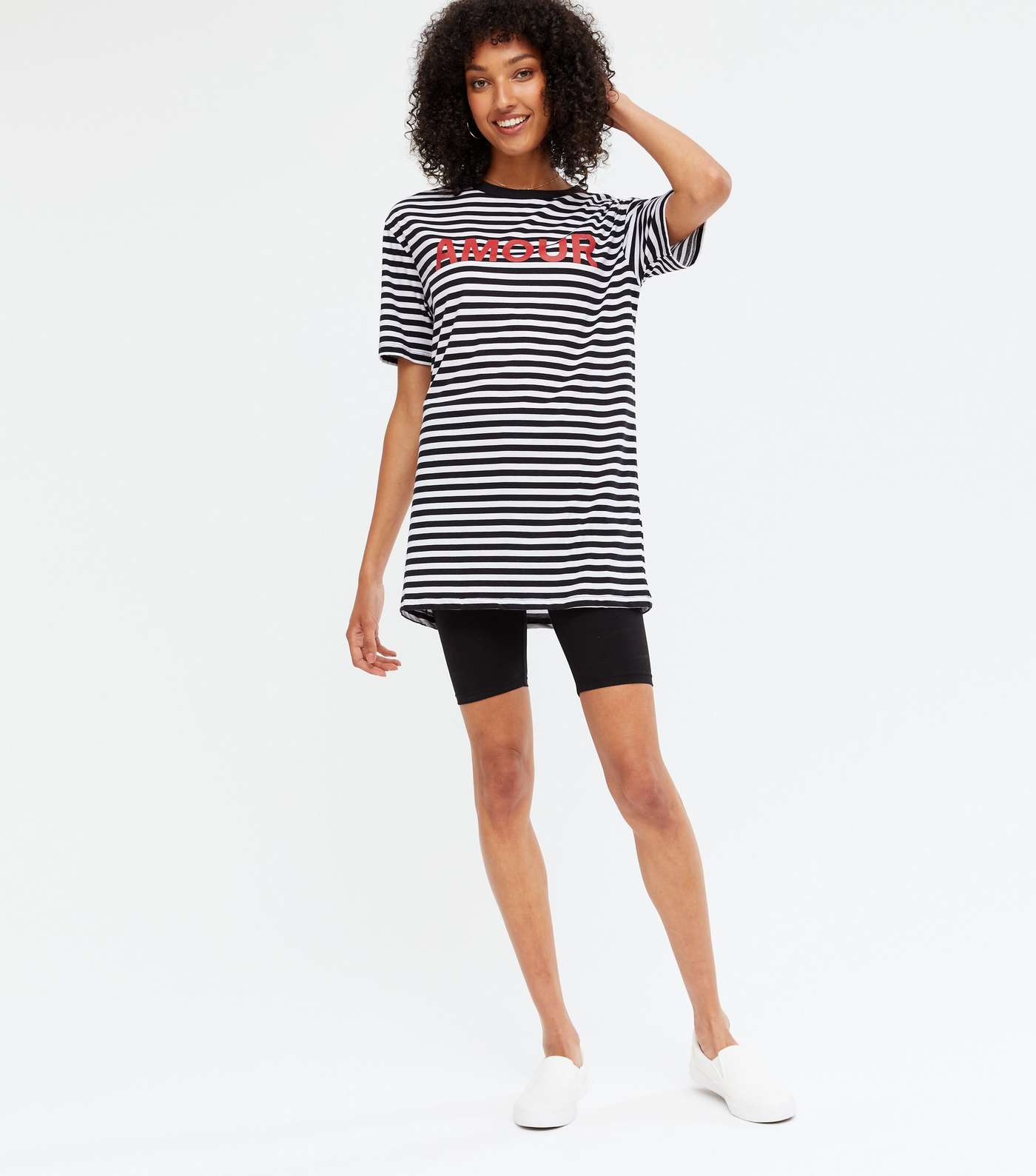 Tall White Stripe Amour Logo Oversized T-Shirt Image 2