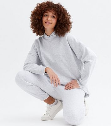 Grey Marl Jersey Oversized Hoodie | New 