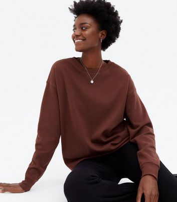 Dark Brown Jersey Crew Neck Sweatshirt 