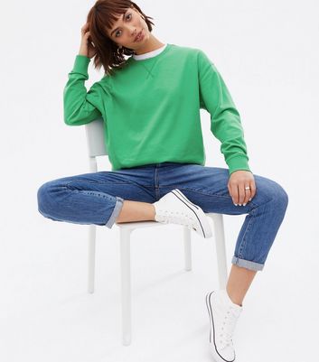 Click to view product details and reviews for Green Jersey Crew Neck Sweatshirt New Look.