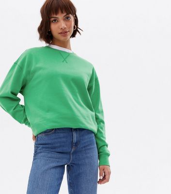 Green Jersey Crew Neck Sweatshirt | New 