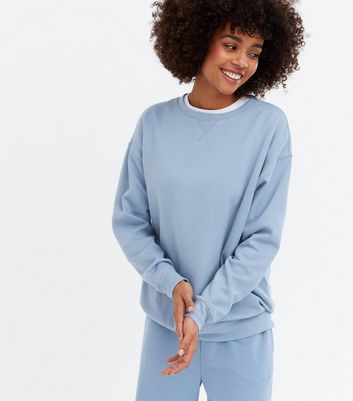 Pale Blue Jersey Crew Neck Sweatshirt 