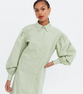 light green puff sleeve dress