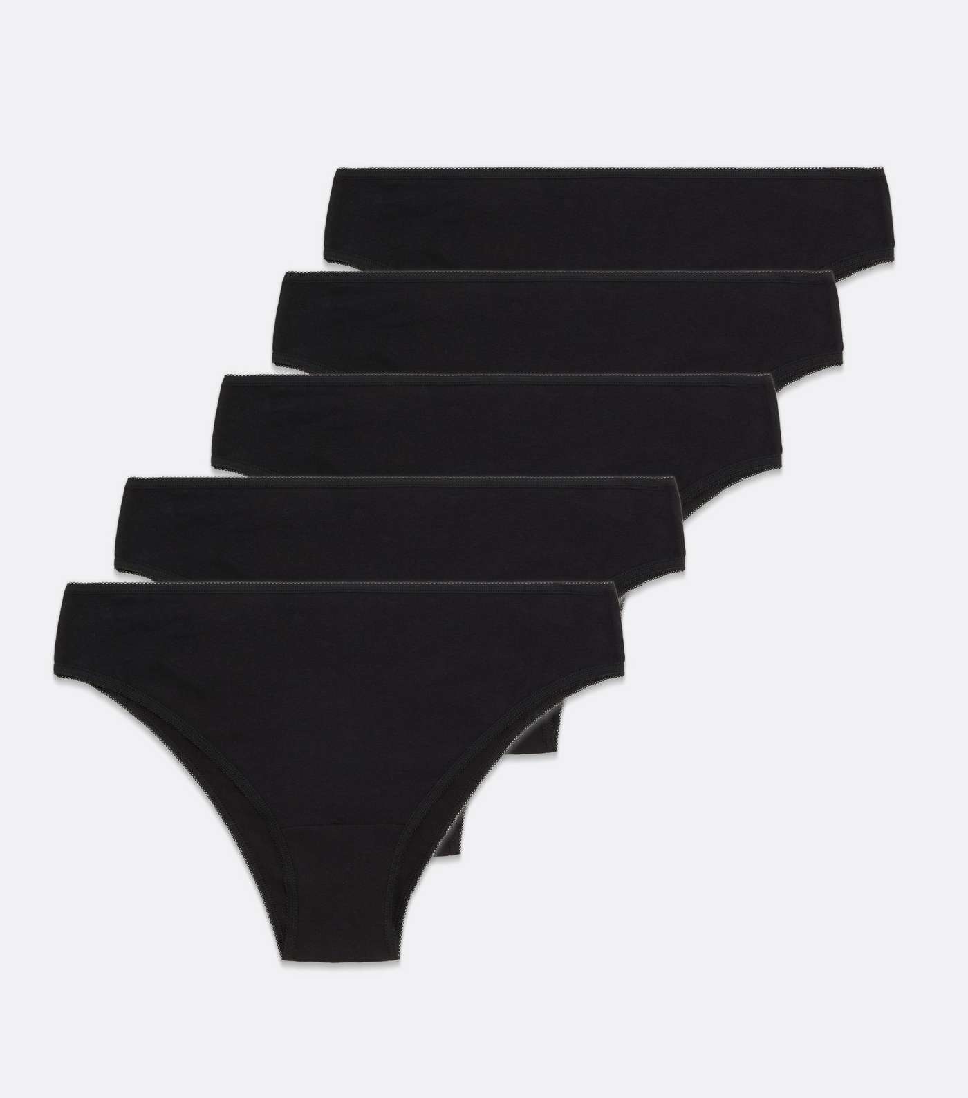 Curves 5 Pack Black Cotton Blend Brazilian Briefs Image 5
