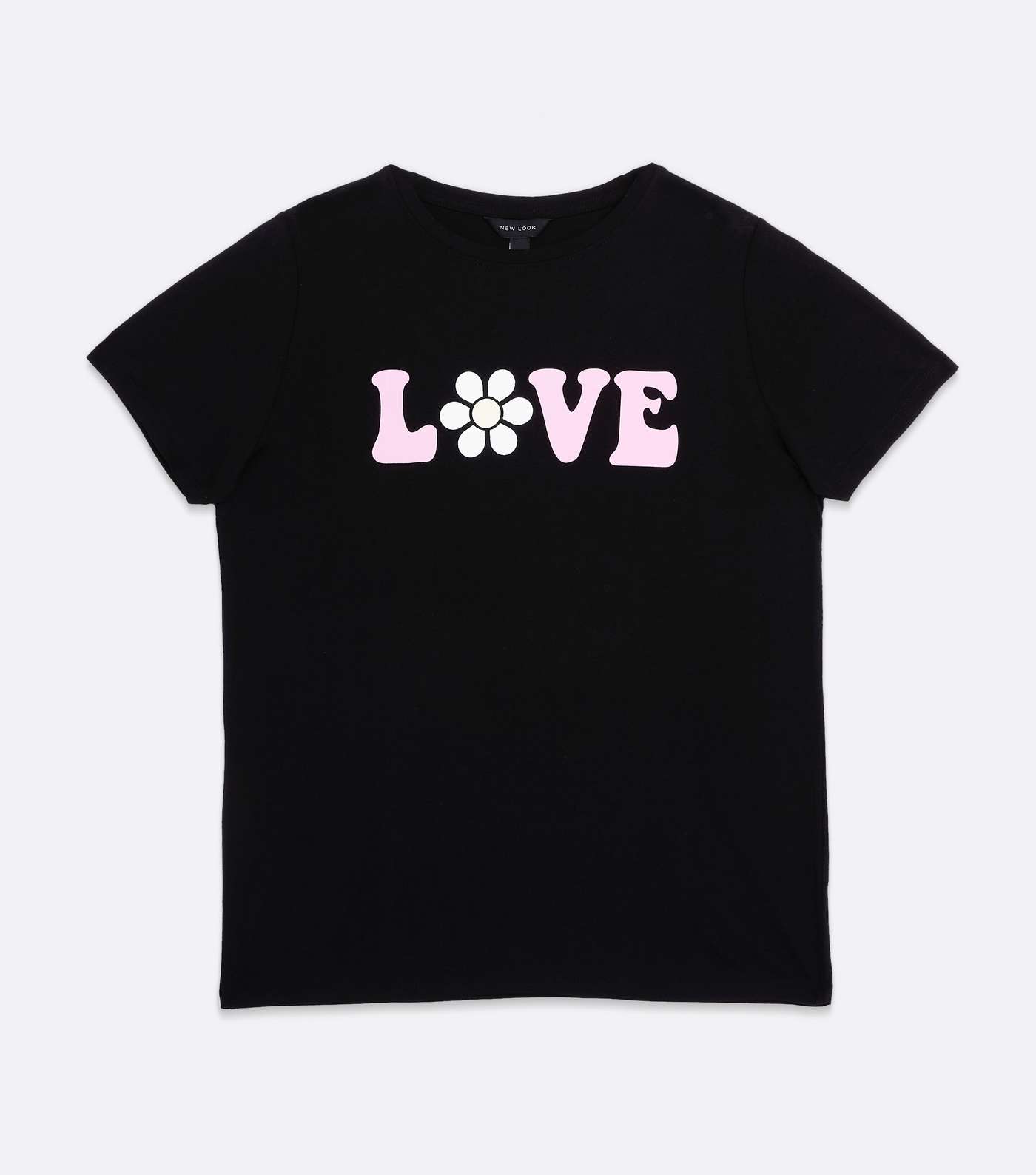 Black Retro Daisy Love Logo T-Shirt Image 5