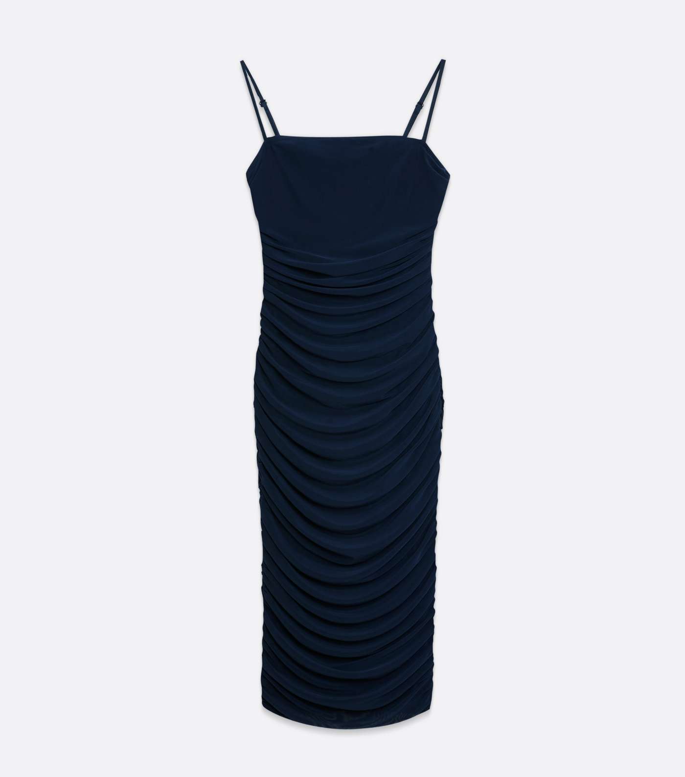 Little Mistress Navy Mesh Ruched Bodycon Midi Dress Image 5