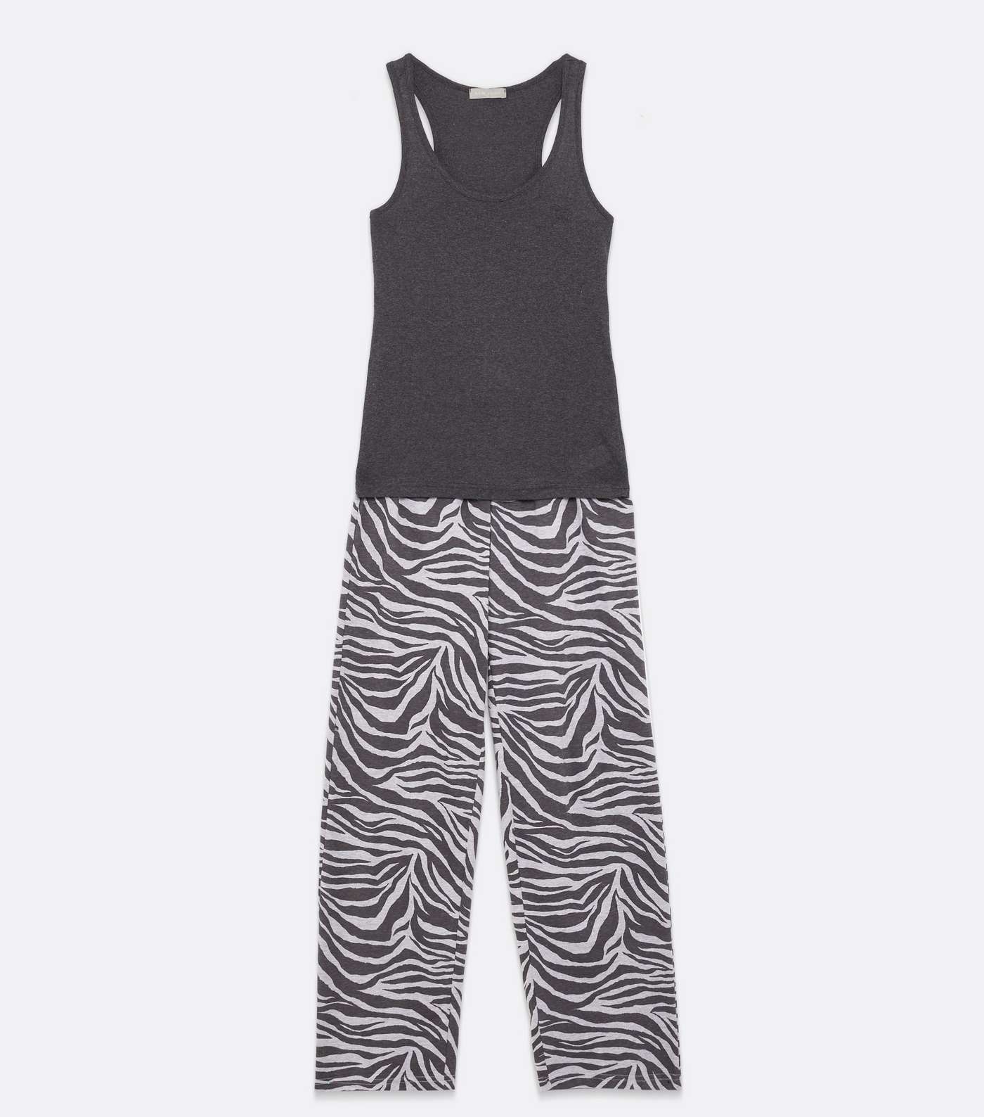 Light Grey Vest and Trouser Pyjama Set with Zebra Print Image 5
