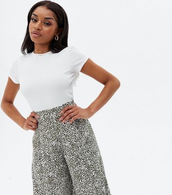 Petite leopard shop print trousers