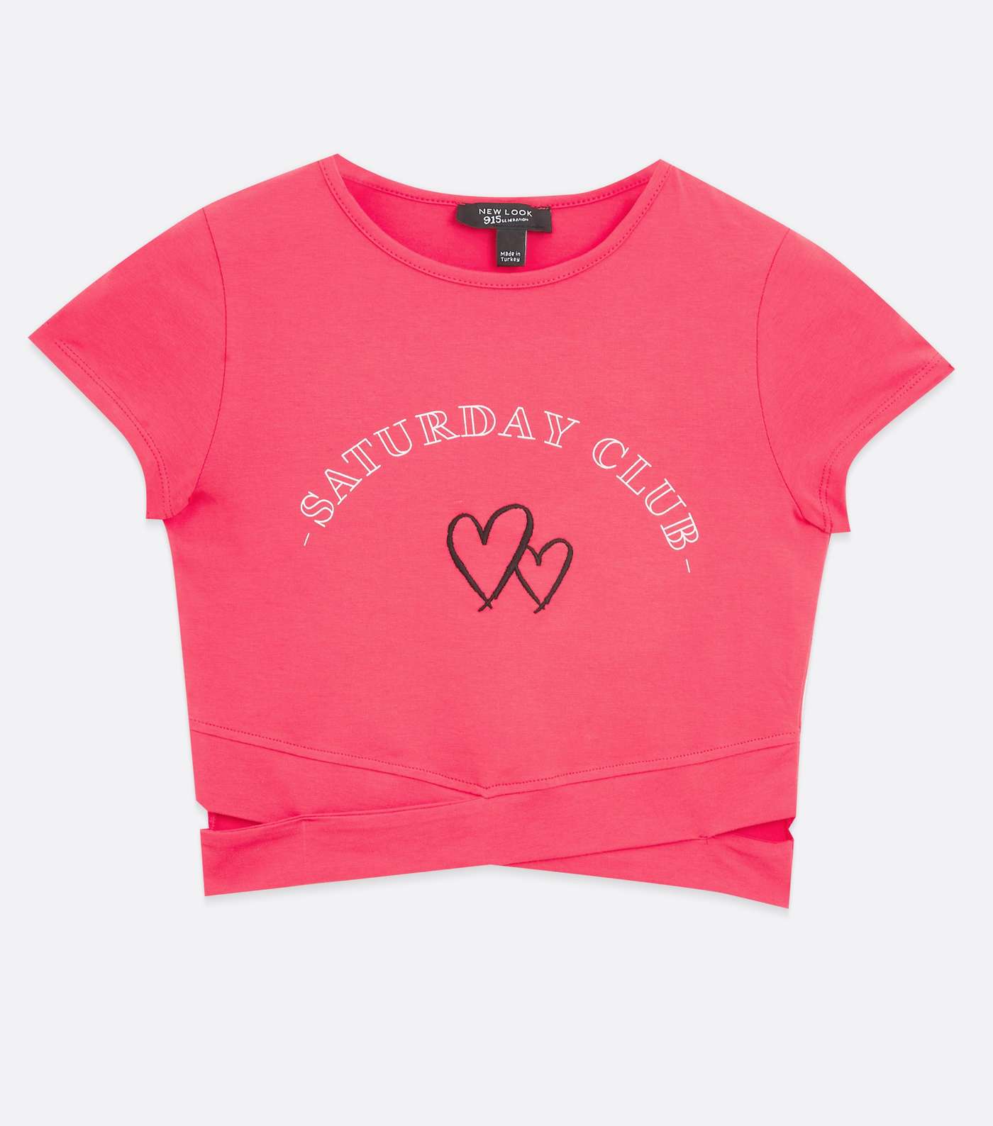 Girls Red Heart Saturday Club Cut Out Logo T-Shirt Image 5