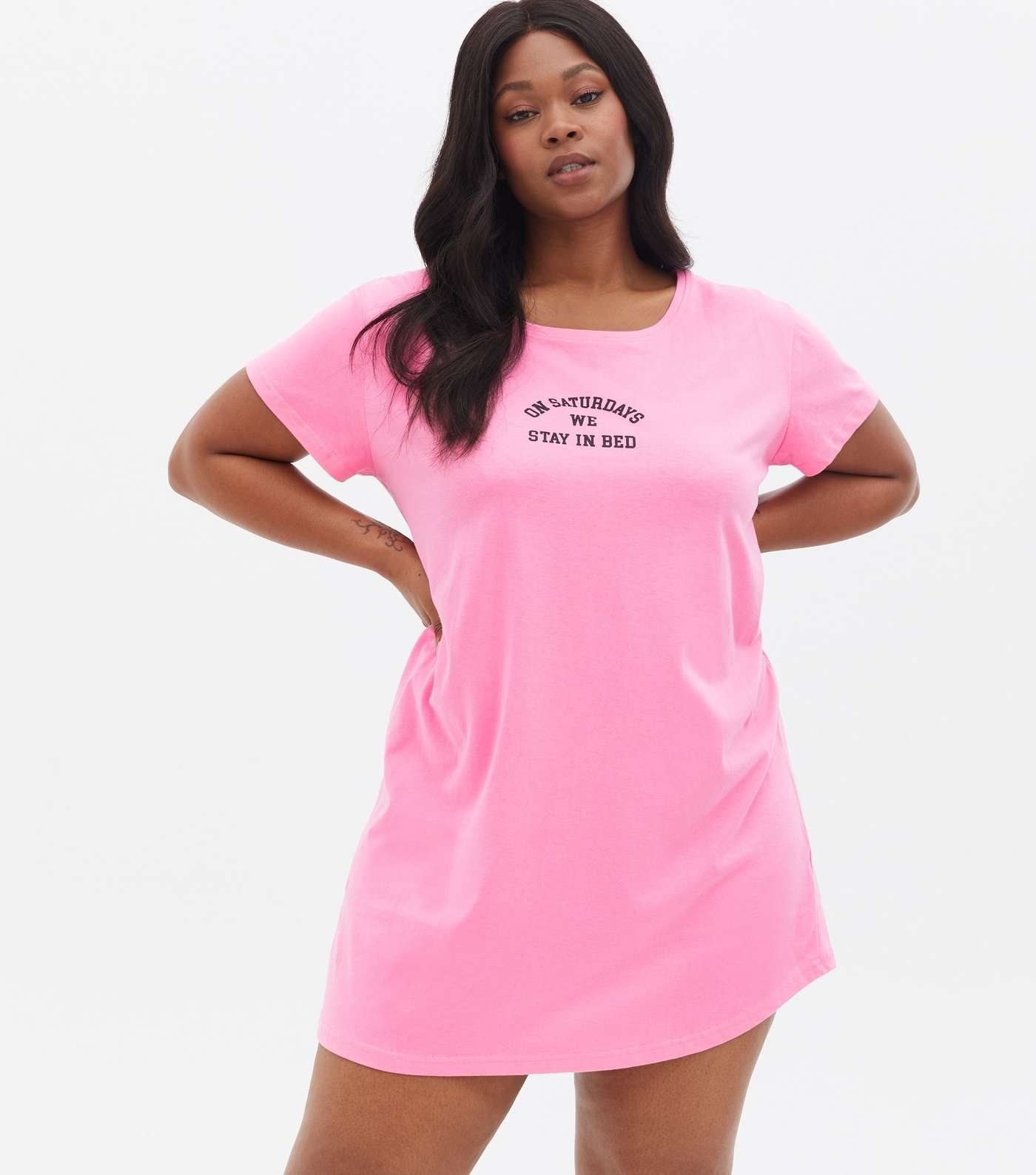Curves Pink Stay In Bed Logo Nightshirt Image 2