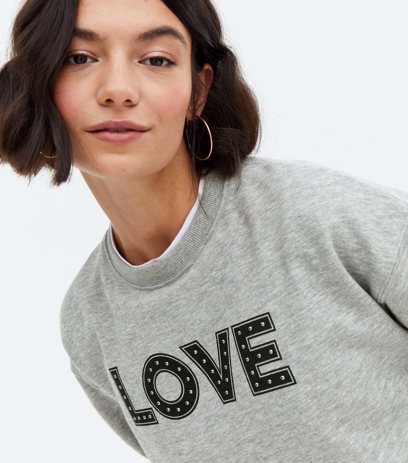 Pale Grey Love Stud Logo Sweatshirt Image 3