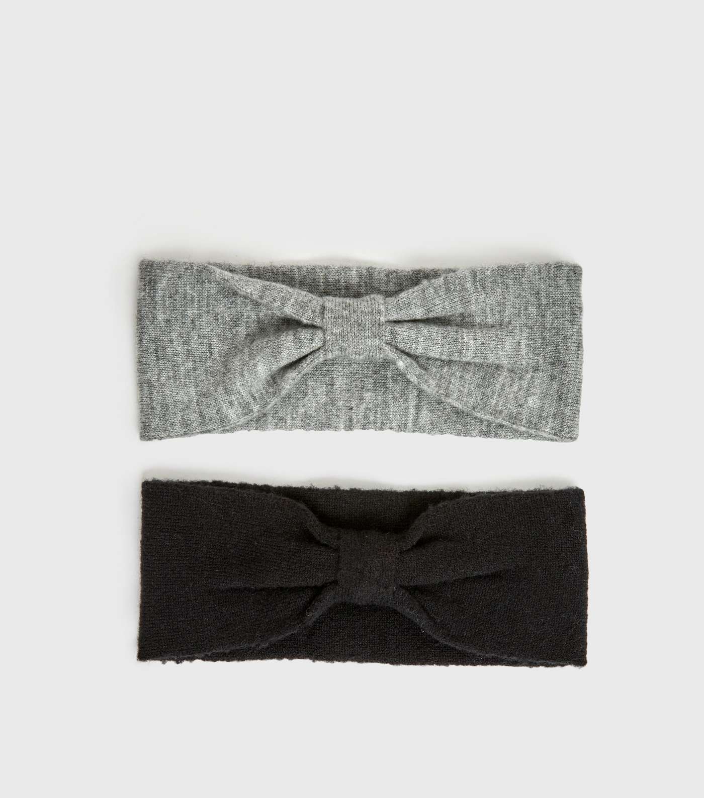 2 Pack Black and Grey Knit Bow Headband