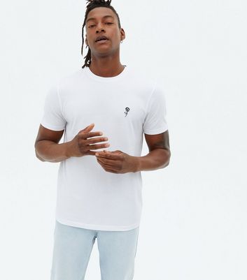 White Rose Embroidered Crew Neck T-Shirt