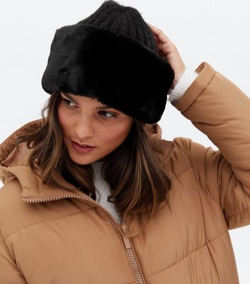 faux fur trimmed hat